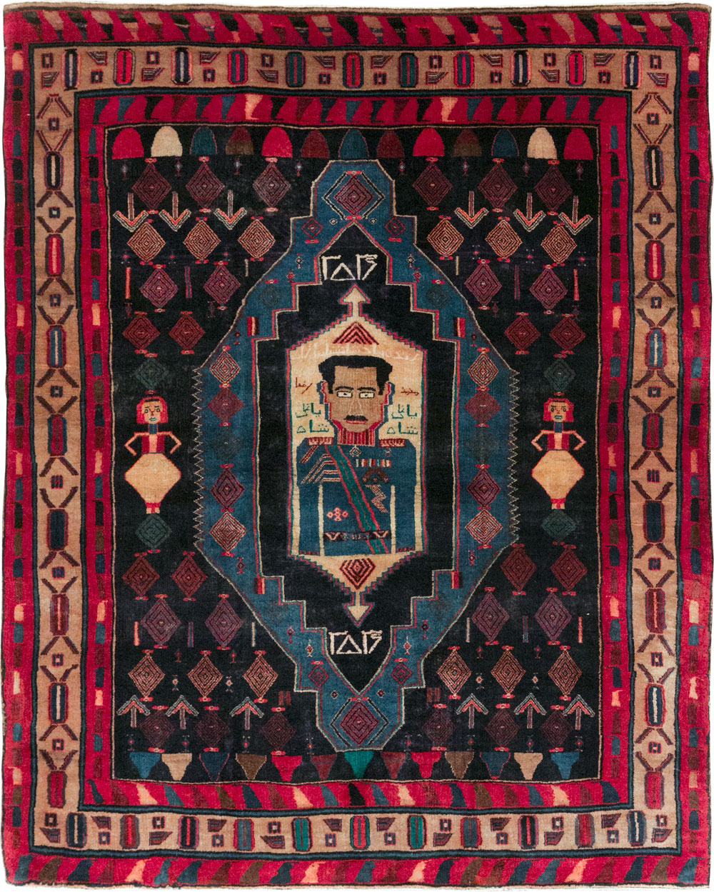 Vintage Persian Veramin Pictorial Accent Rug (Pair: 1 of 2) , No.29301 - Gss