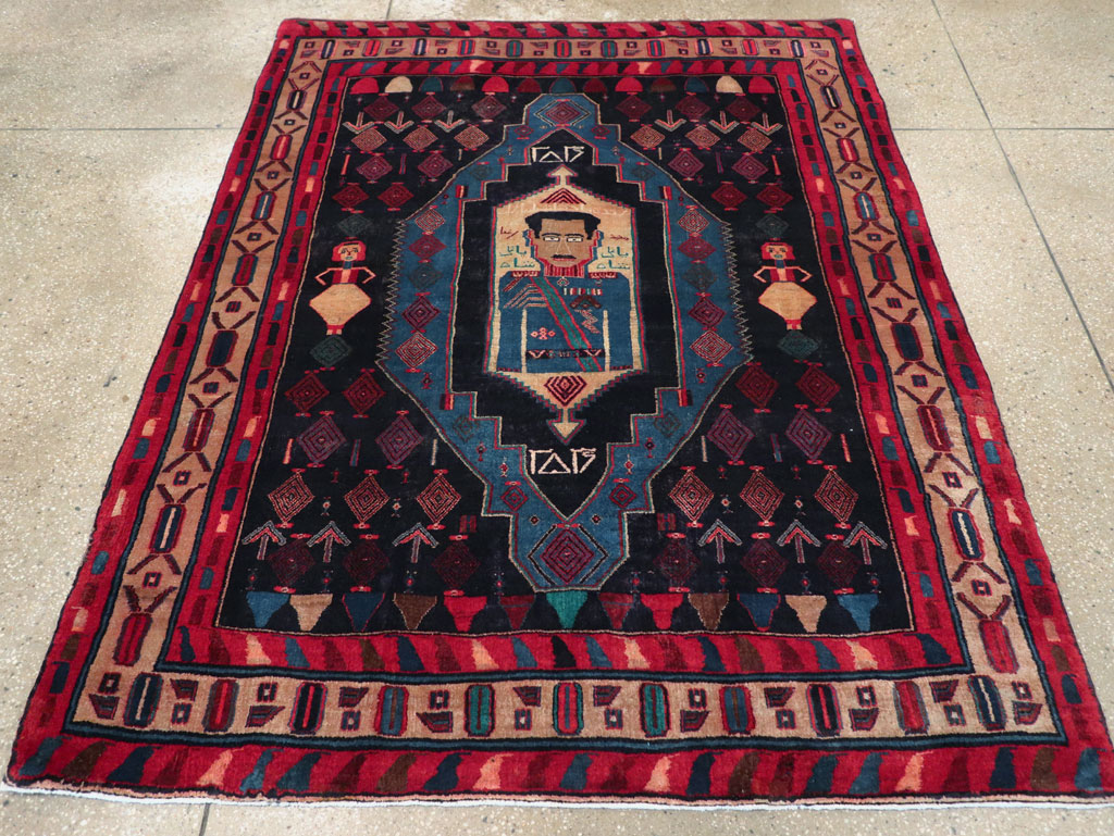 Vintage Persian Veramin Pictorial Accent Rug (Pair: 1 of 2) , No.29301 - Gss