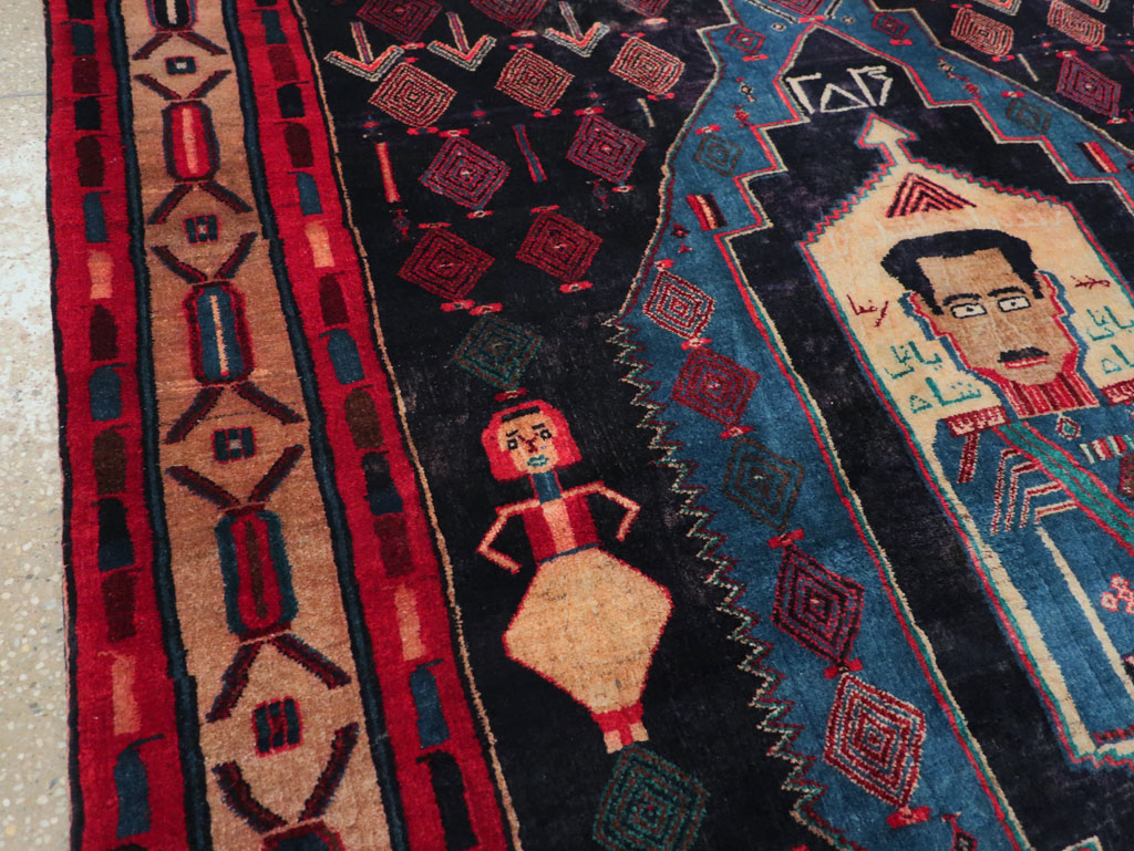 Vintage Persian Veramin Pictorial Accent Rug (Pair: 1 of 2) , No.29301 - Gss