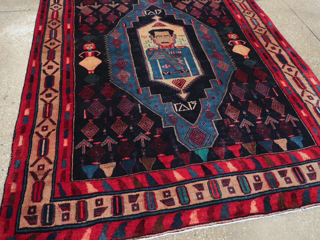 Vintage Persian Veramin Pictorial Accent Rug (Pair: 1 of 2) , No.29301 - Gss