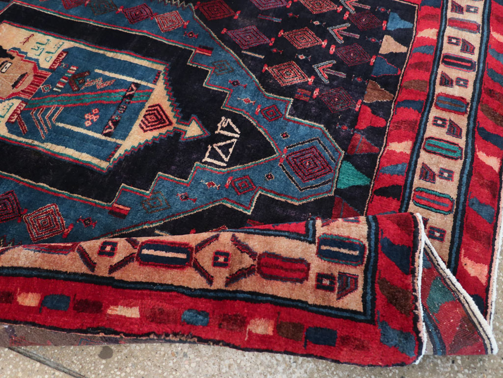 Vintage Persian Veramin Pictorial Accent Rug (Pair: 1 of 2) , No.29301 - Gss