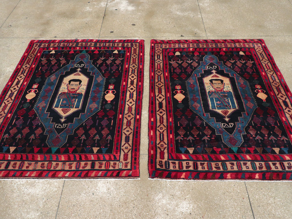 Vintage Persian Veramin Pictorial Accent Rug (Pair: 1 of 2) , No.29301 - Gss