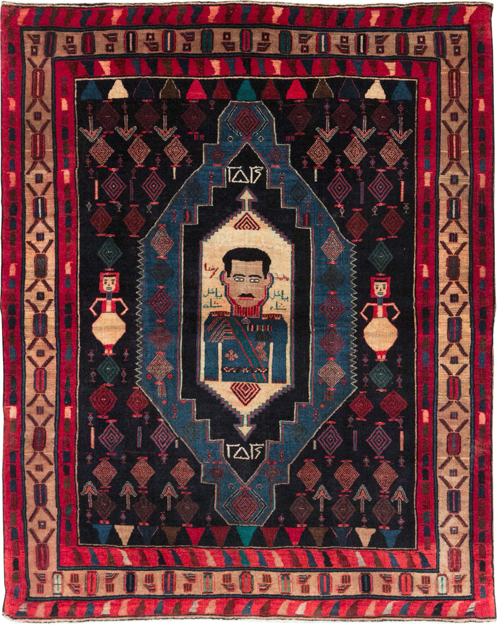 Vintage Persian Veramin Pictorial Accent Rug (Pair: 2 of 2), No.29302 - Gss