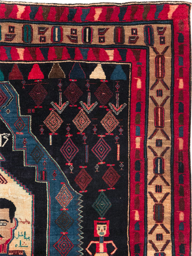 Vintage Persian Veramin Pictorial Accent Rug (Pair: 2 of 2), No.29302 - Gss