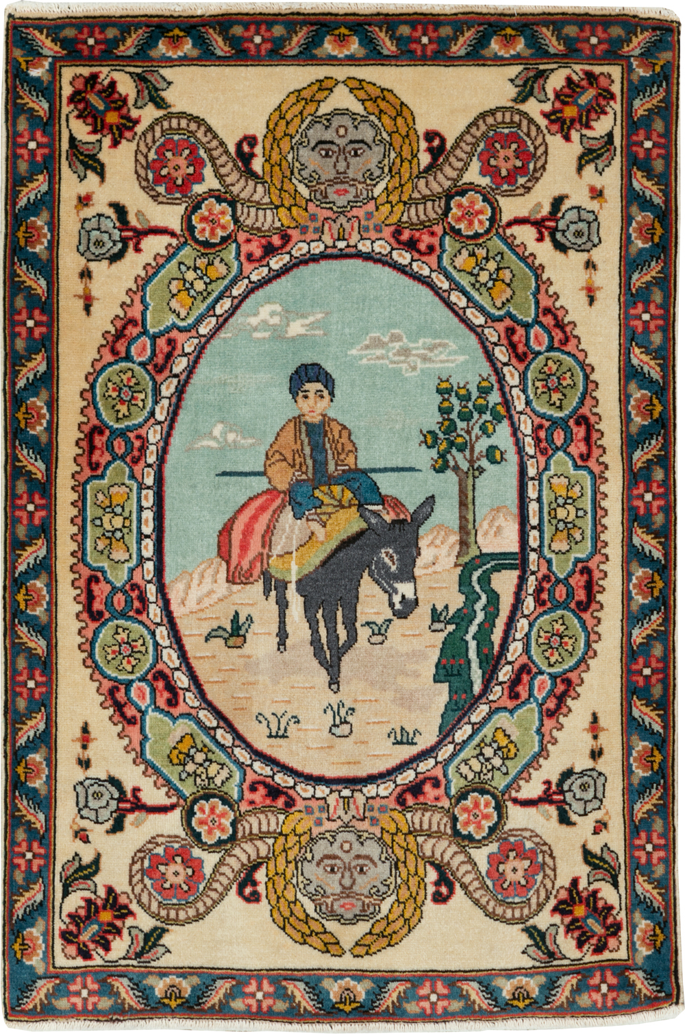 Vintage Persian Tabriz Pictorial Rug, No.29303 - Gss