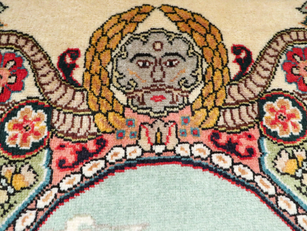 Vintage Persian Tabriz Pictorial Rug, No.29303 - Gss