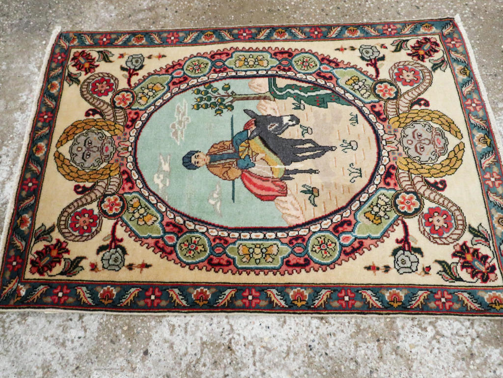 Vintage Persian Tabriz Pictorial Rug, No.29303 - Gss