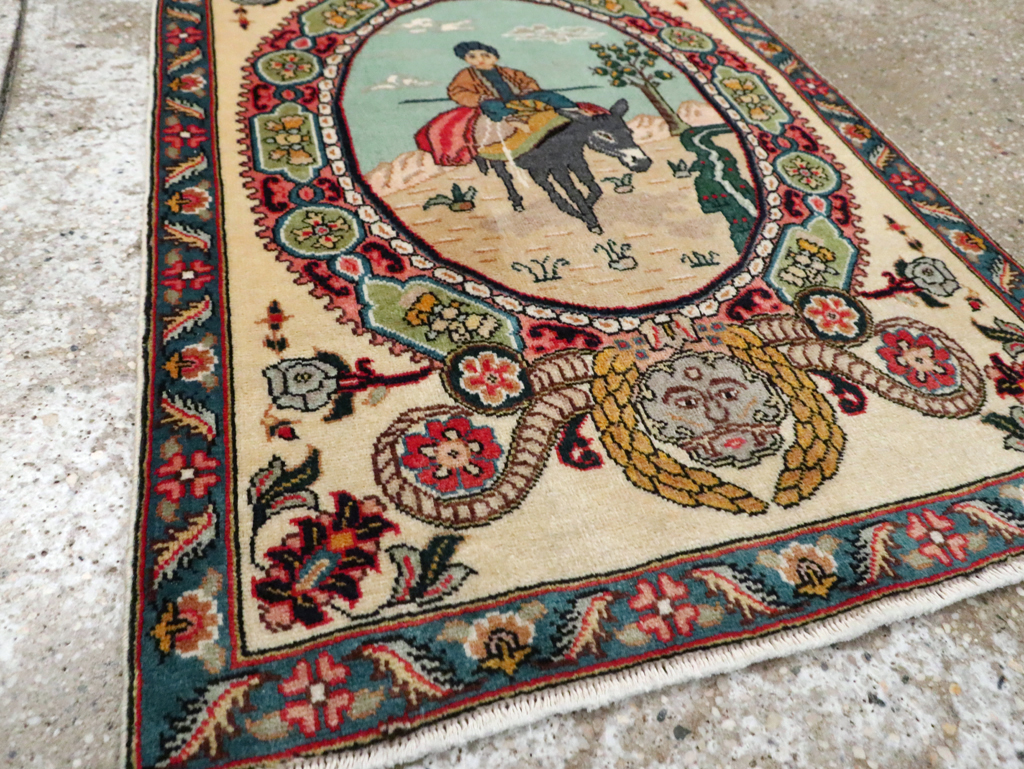 Vintage Persian Tabriz Pictorial Rug, No.29303 - Gss