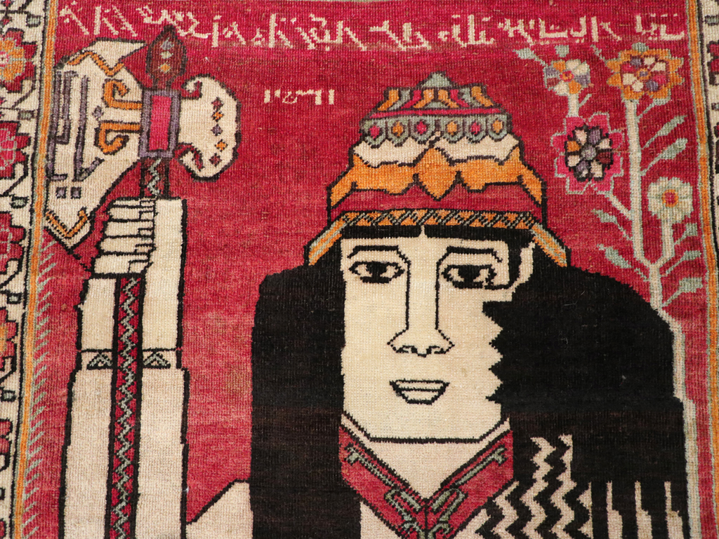 Vintage Persian Shiraz Pictorial Throw Rug, No.29304 - Gss