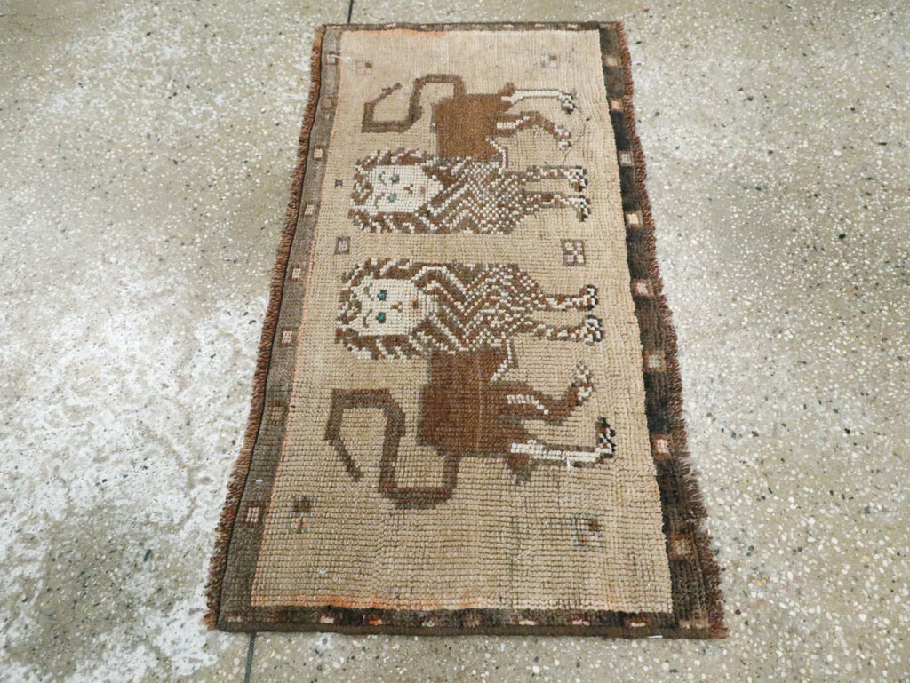 Vintage Turkish Anatolian Pictorial Throw Rug (Pair: 2 of 2), No.29318 - Gss