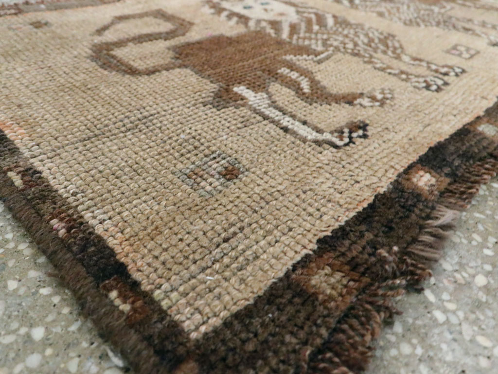 Vintage Turkish Anatolian Pictorial Throw Rug (Pair: 2 of 2), No.29318 - Gss