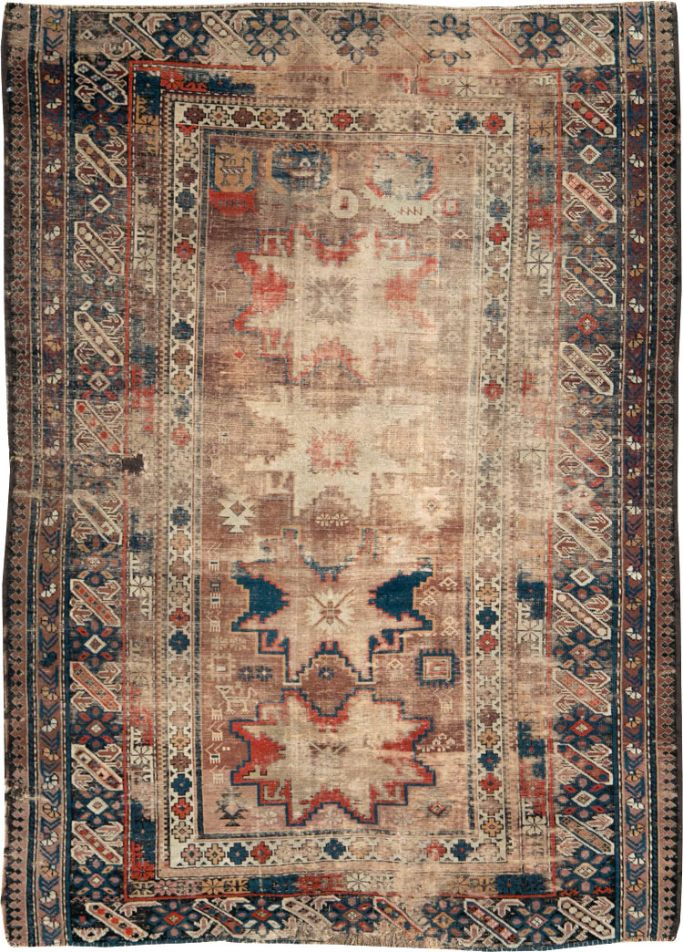 Distressed Antique Caucasian Throw Rug, No.29322 - Gss