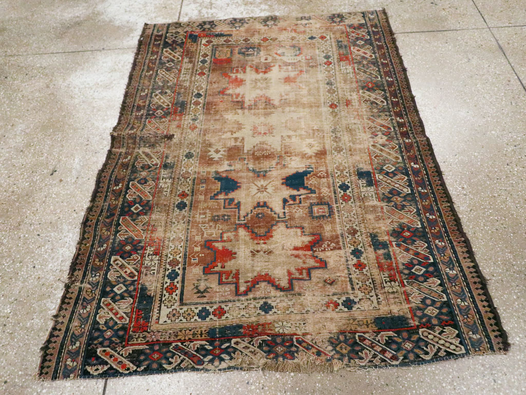 Distressed Antique Caucasian Throw Rug, No.29322 - Gss