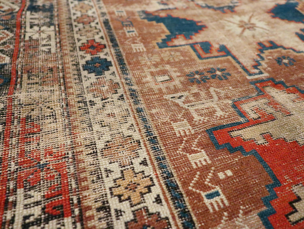 Distressed Antique Caucasian Throw Rug, No.29322 - Gss