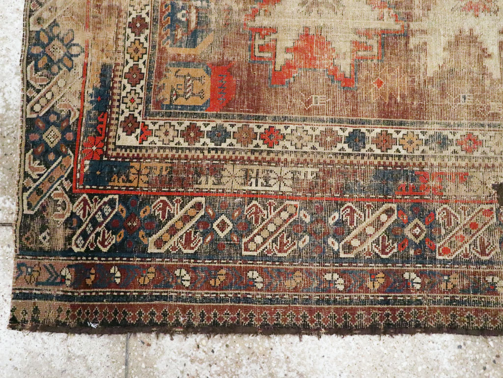 Distressed Antique Caucasian Throw Rug, No.29322 - Gss