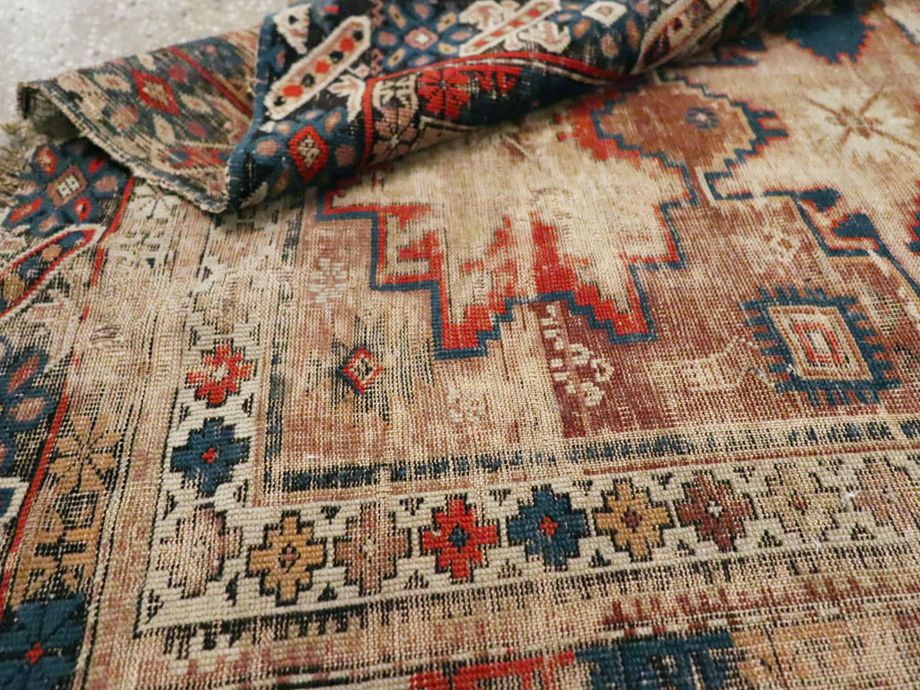 Distressed Antique Caucasian Throw Rug, No.29322 - Gss