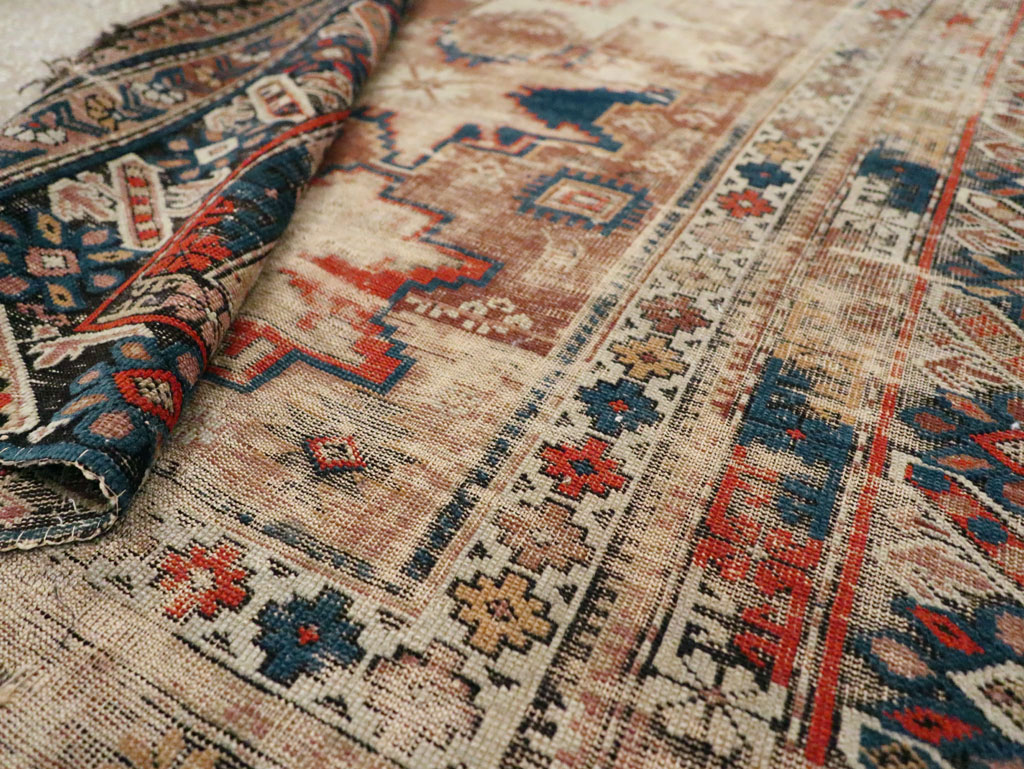 Distressed Antique Caucasian Throw Rug, No.29322 - Gss