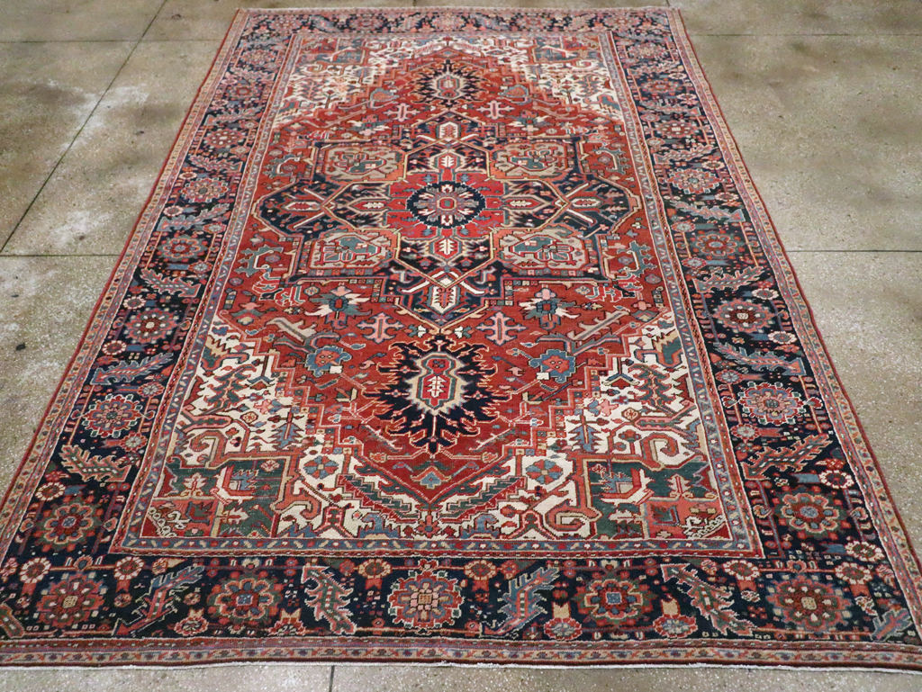 Vintage Persian Heriz Room Size Carpet, No.29332 - Gss