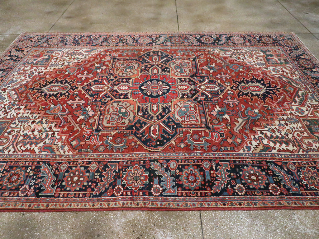 Vintage Persian Heriz Room Size Carpet, No.29332 - Gss