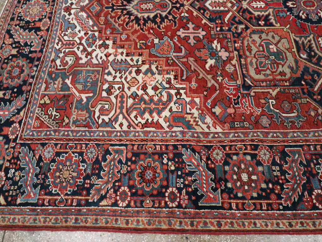 Vintage Persian Heriz Room Size Carpet, No.29332 - Gss