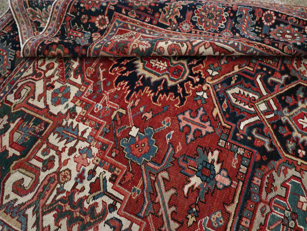 Vintage Persian Heriz Room Size Carpet, No.29332 - Gss
