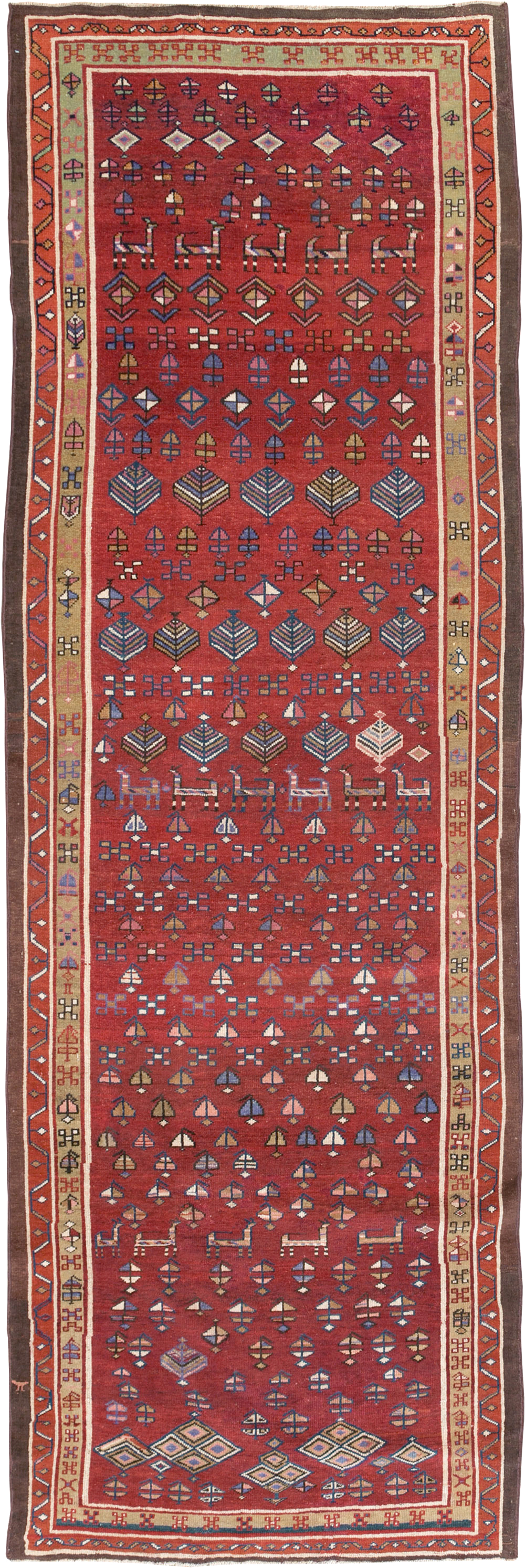Vintage Persian Kurd Wide Gallery Runner, No.29333 - Gss
