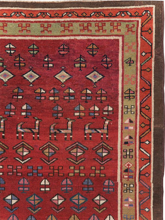 Vintage Persian Kurd Wide Gallery Runner, No.29333 - Gss