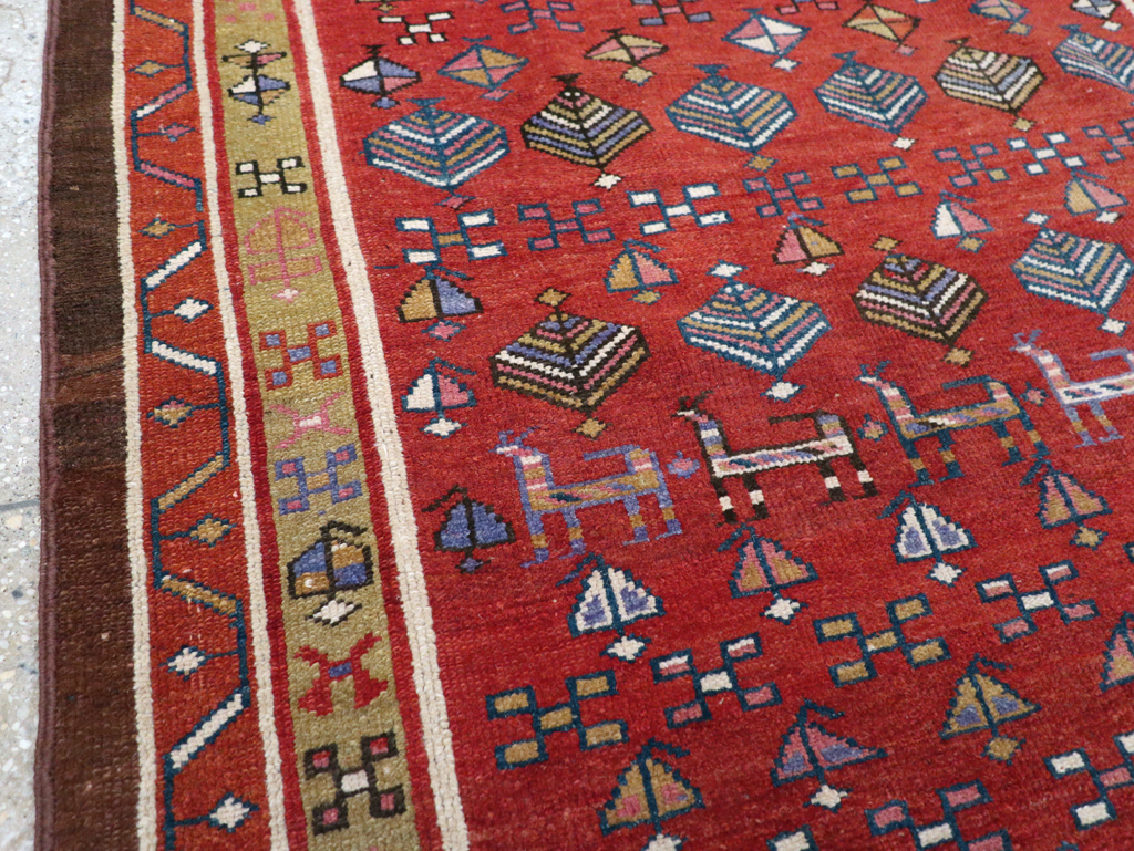 Vintage Persian Kurd Wide Gallery Runner, No.29333 - Gss