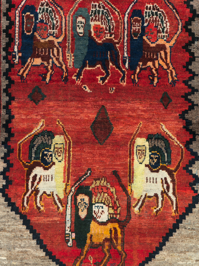 Vintage Persian Pictorial Bakhtiari Rug, No.29346 - Gss