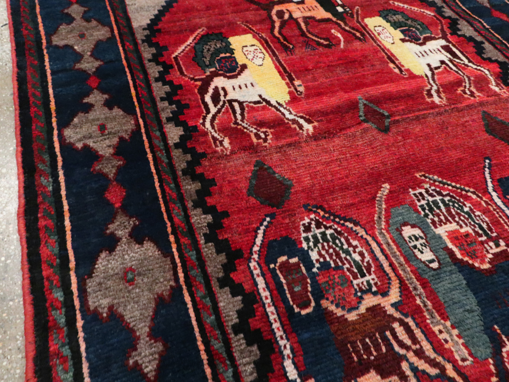 Vintage Persian Pictorial Bakhtiari Rug, No.29346 - Gss