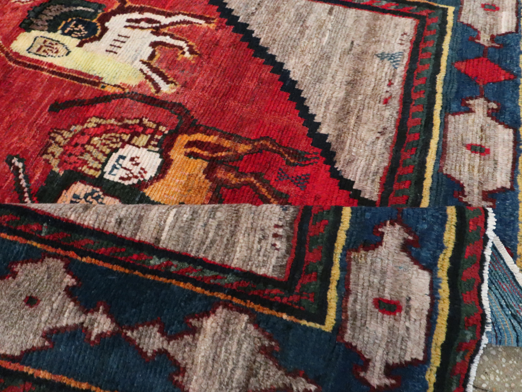 Vintage Persian Pictorial Bakhtiari Rug, No.29346 - Gss