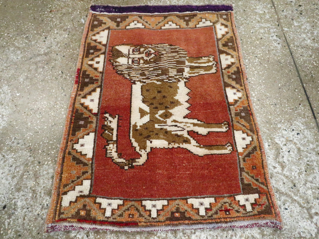 Vintage Turkish Anatolian Pictorial Rug (Pair: 1 of 2), No.29349 - Gss