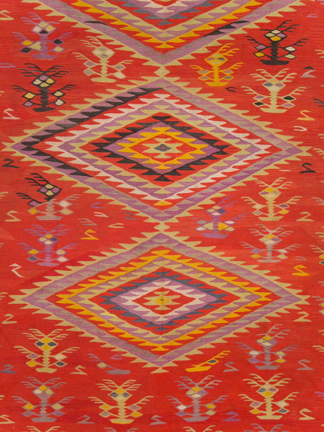 Vintage Turkish Flatweave Kilim Room Size Carpet, No.29355 - Gss