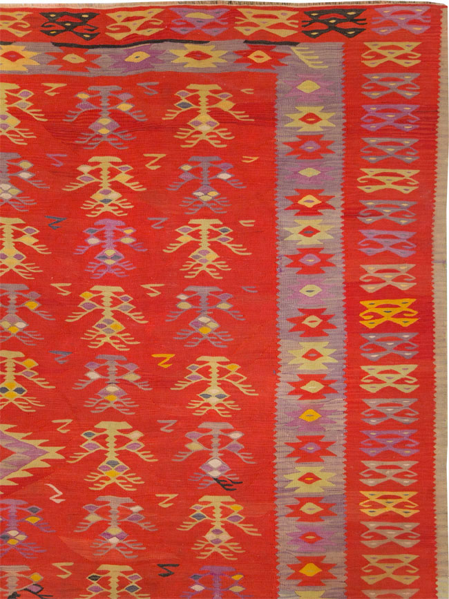 Vintage Turkish Flatweave Kilim Room Size Carpet, No.29355 - Gss