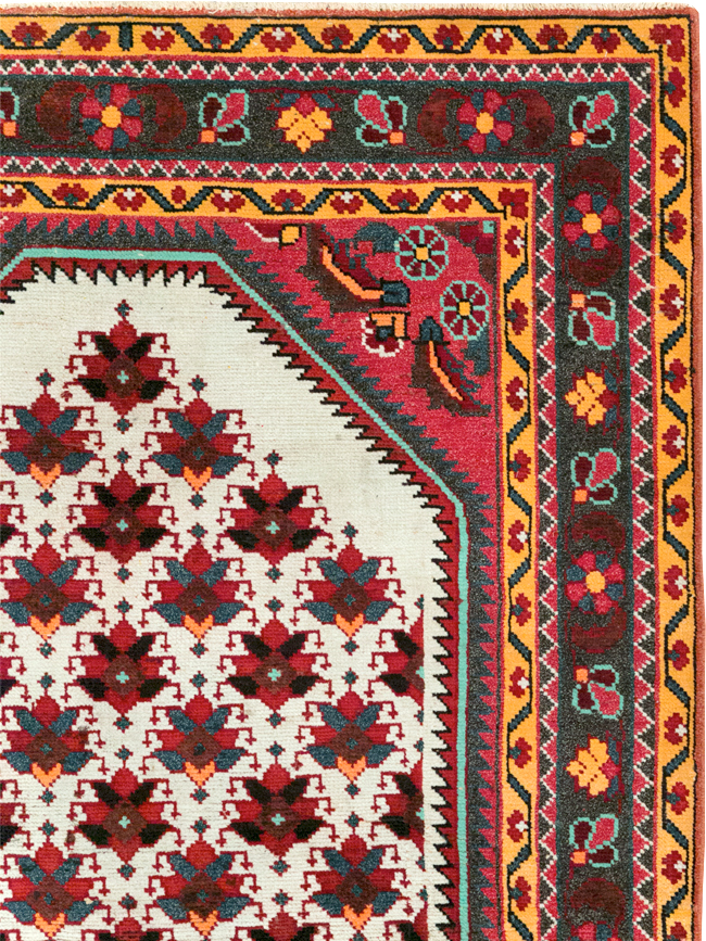 Vintage Persian Malayer Throw Rug, No.29360 - Gss