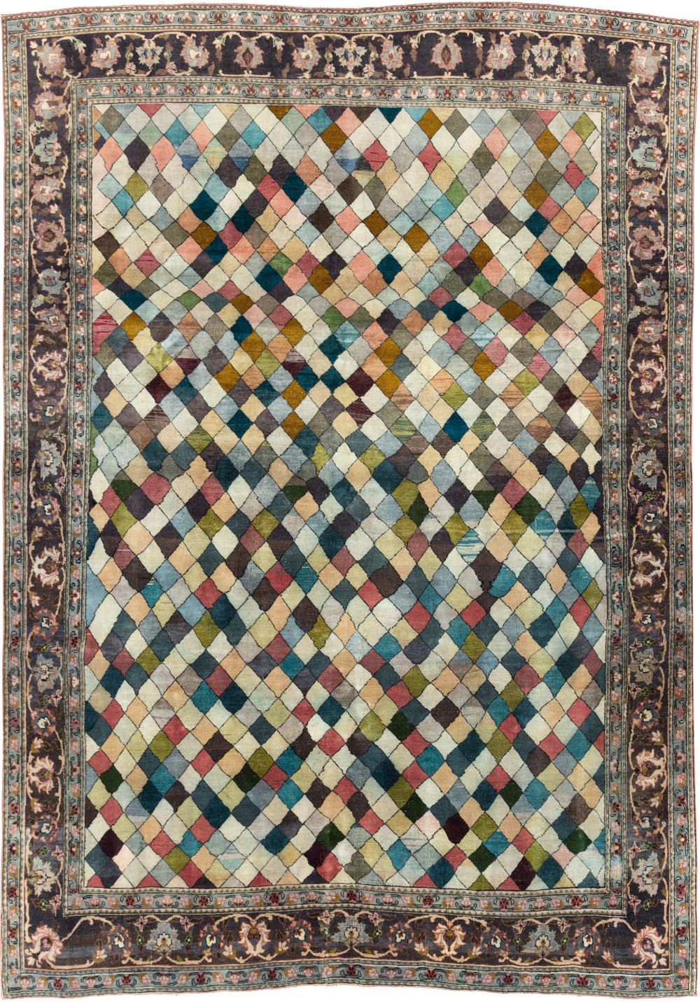 Vintage Persian Art Deco Mahal Accent Carpet, No.29361 - Gss