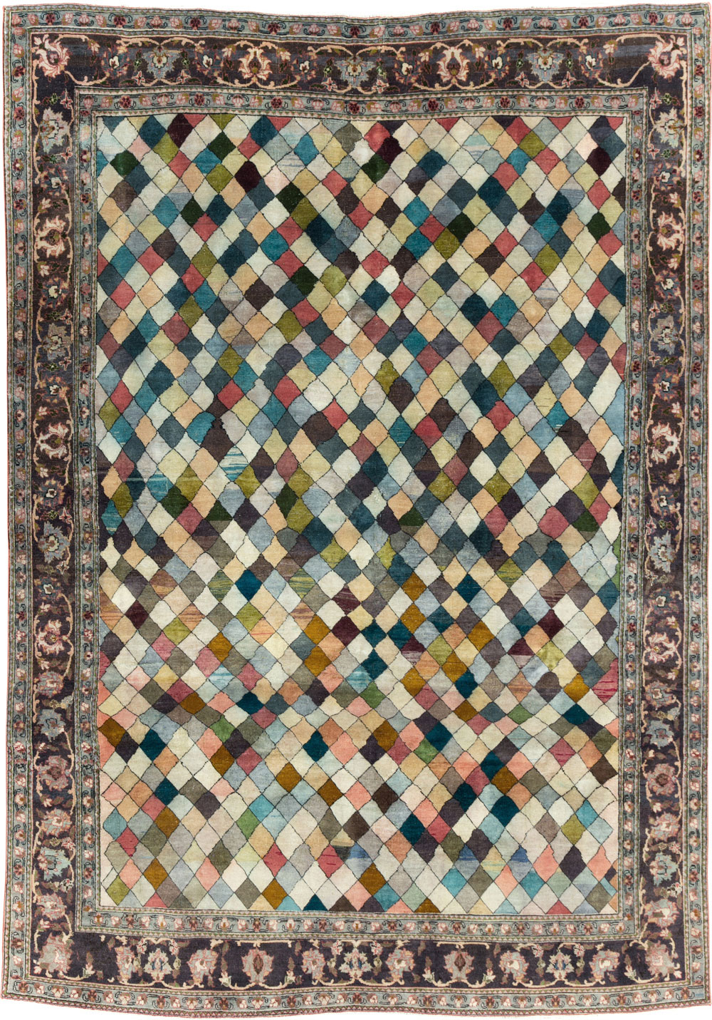 Vintage Persian Art Deco Mahal Accent Carpet, No.29361 - Gss