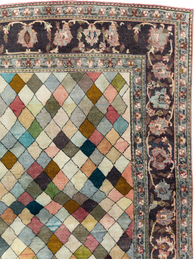 Vintage Persian Art Deco Mahal Accent Carpet, No.29361 - Gss