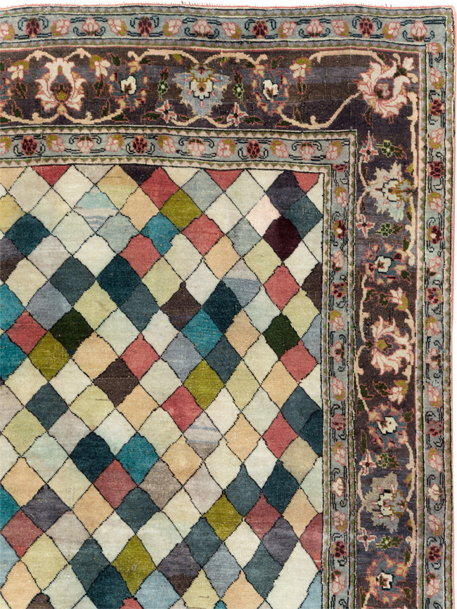 Vintage Persian Art Deco Mahal Accent Carpet, No.29361 - Gss