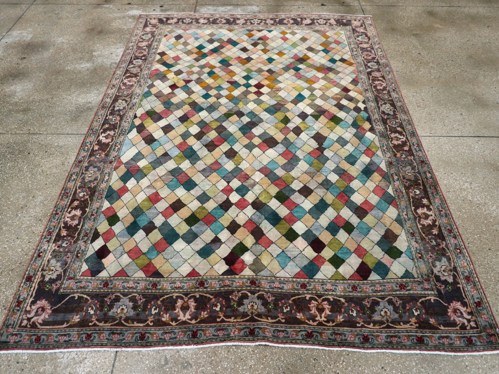 Vintage Persian Art Deco Mahal Accent Carpet, No.29361 - Gss