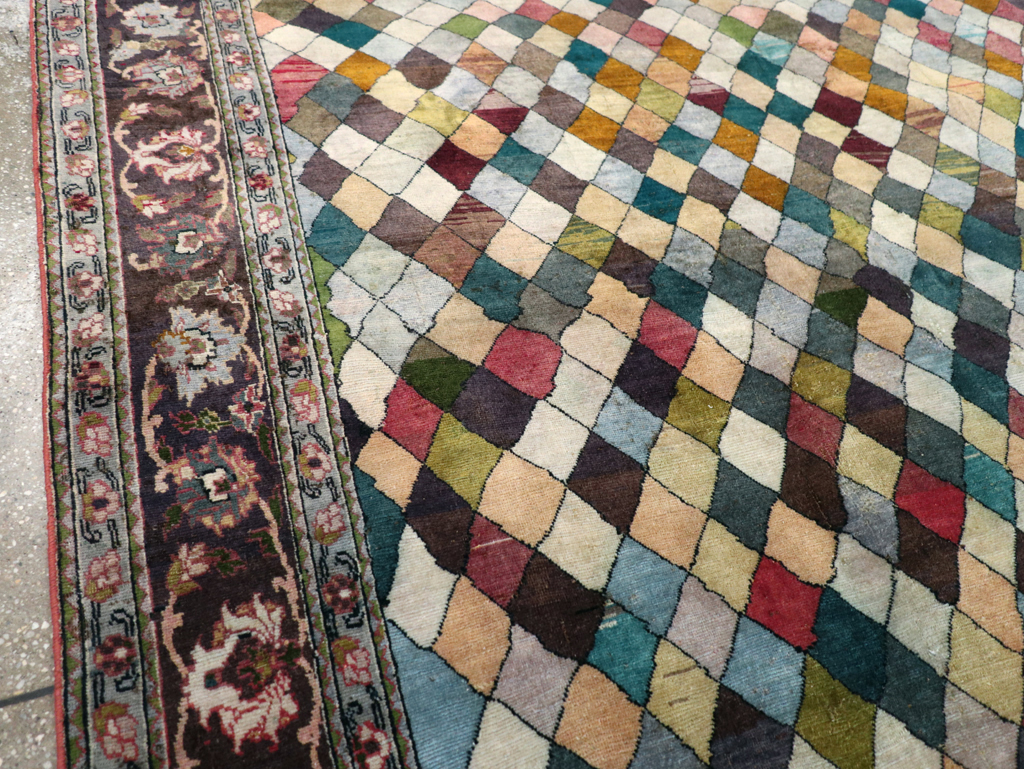 Vintage Persian Art Deco Mahal Accent Carpet, No.29361 - Gss