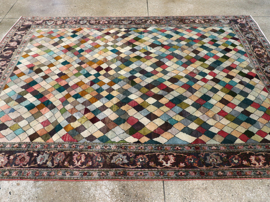 Vintage Persian Art Deco Mahal Accent Carpet, No.29361 - Gss