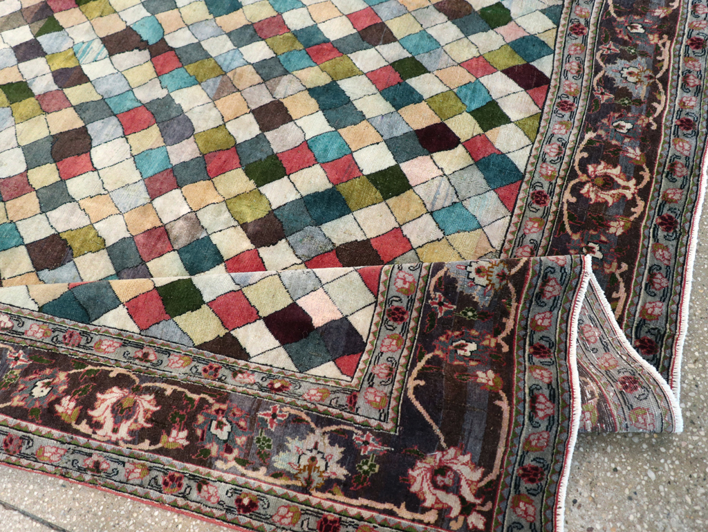 Vintage Persian Art Deco Mahal Accent Carpet, No.29361 - Gss
