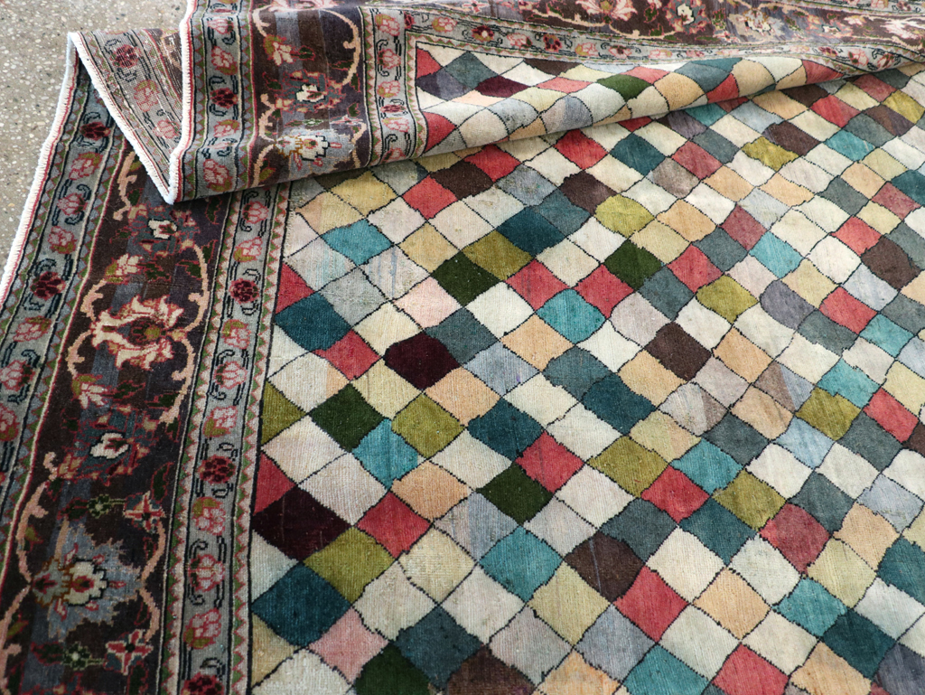Vintage Persian Art Deco Mahal Accent Carpet, No.29361 - Gss