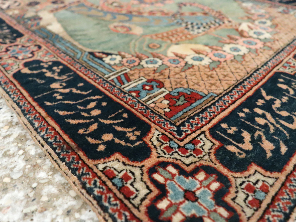 Antique Persian Dabir Kashan Pictorial Rug, No.29376 - Gss