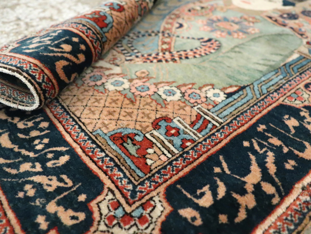 Antique Persian Dabir Kashan Pictorial Rug, No.29376 - Gss