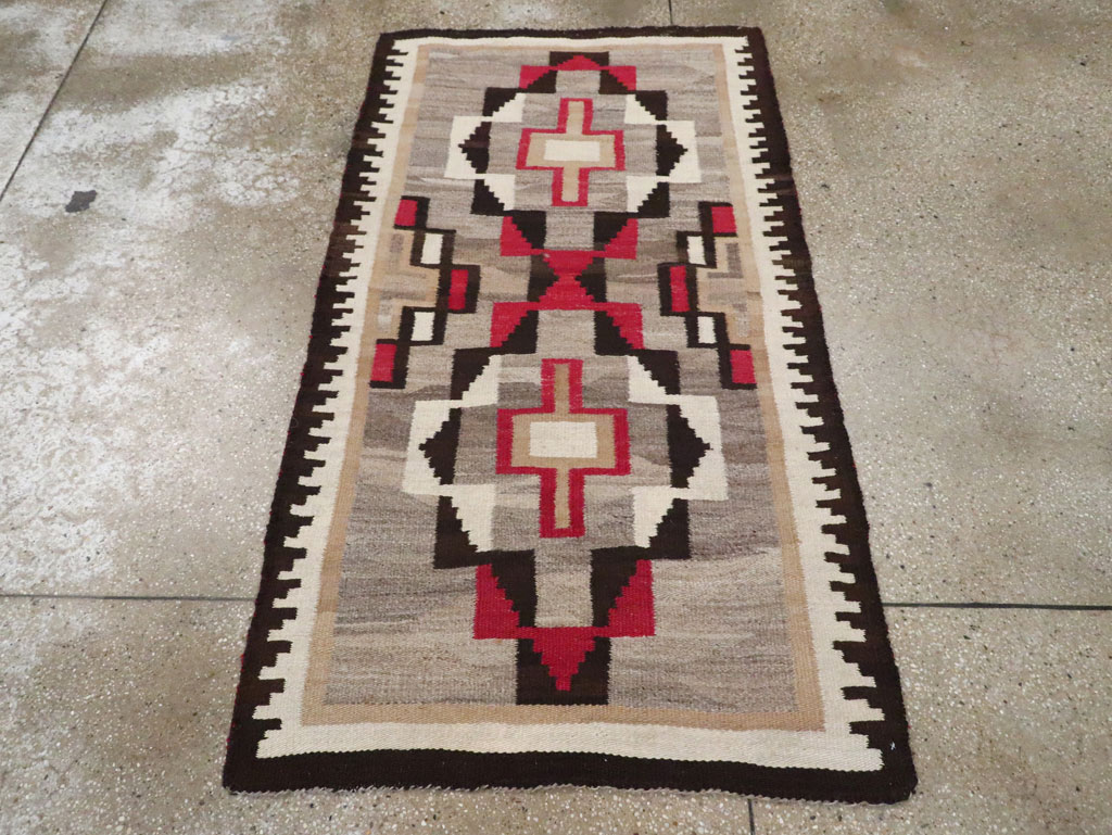 Vintage American Navajo Flatweave Rug, No.29377 - Gss