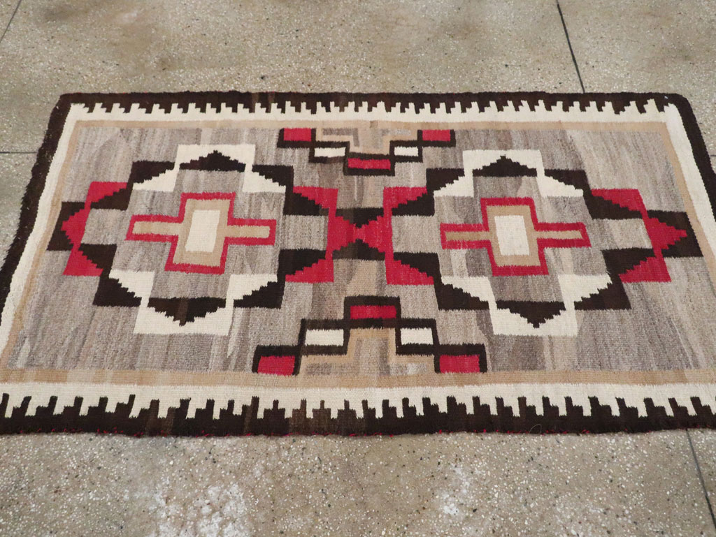 Vintage American Navajo Flatweave Rug, No.29377 - Gss