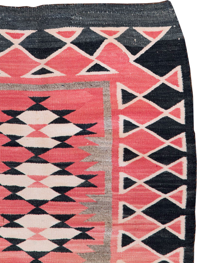 Vintage American Navajo Flatweave Rug, No.29378 - Gss