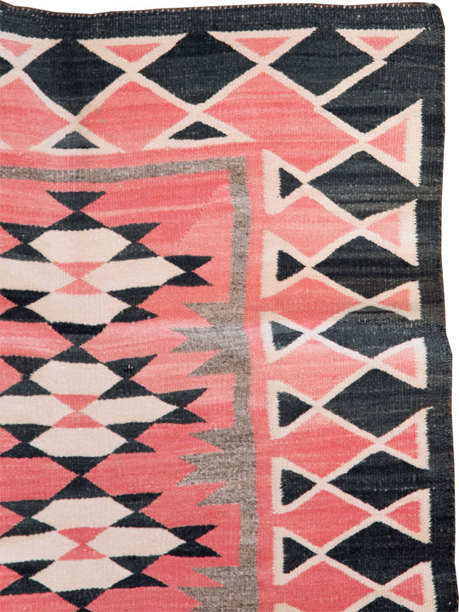 Vintage American Navajo Flatweave Rug, No.29378 - Gss